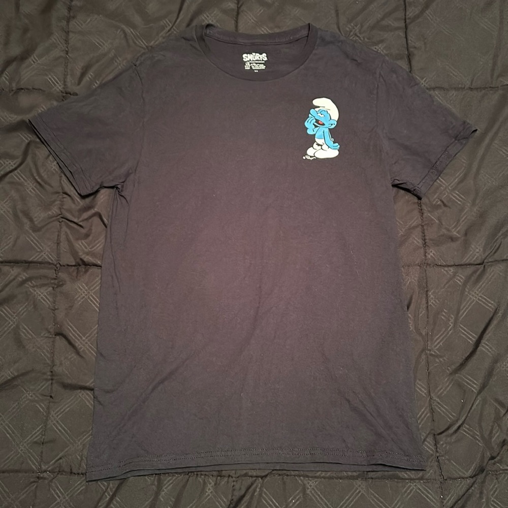Smurfs Tee - Very Dark Navy (almost black) with Smurfs - US Medium